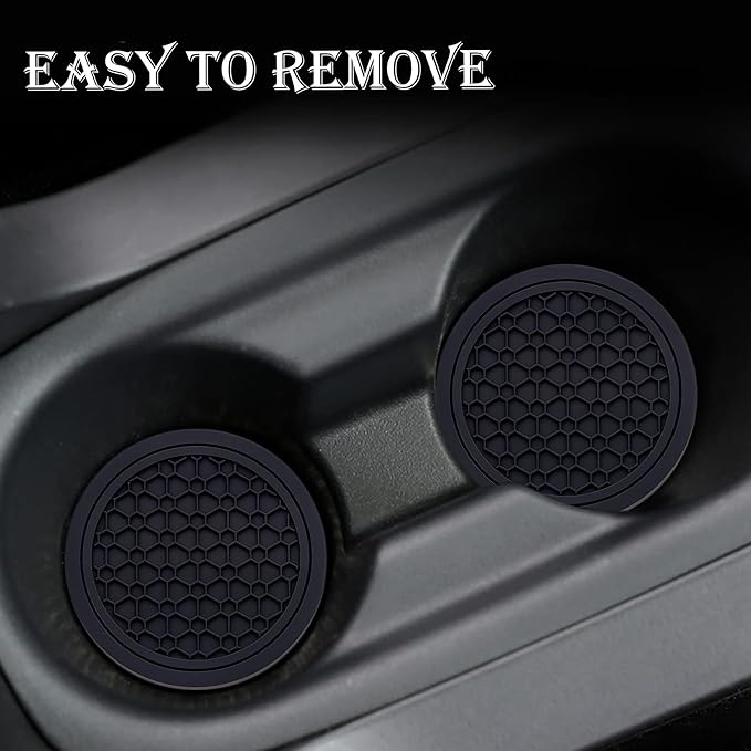 2-Piece Anti-Slip Car Cup Coaster Set – 2.75 Inch Auto Insert Drink Mats, Perfect for Coffee & Beverages – Stylish Interior Decor for Women & Girls (Black)