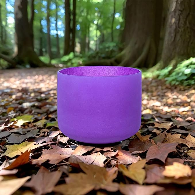 6 inch Purple B Note Crown Chakra Quartz Crystal Singing Bowl, for Healing Mindfulness Meditation Yoga Sound Baths, with Rubber Mallet O-ring