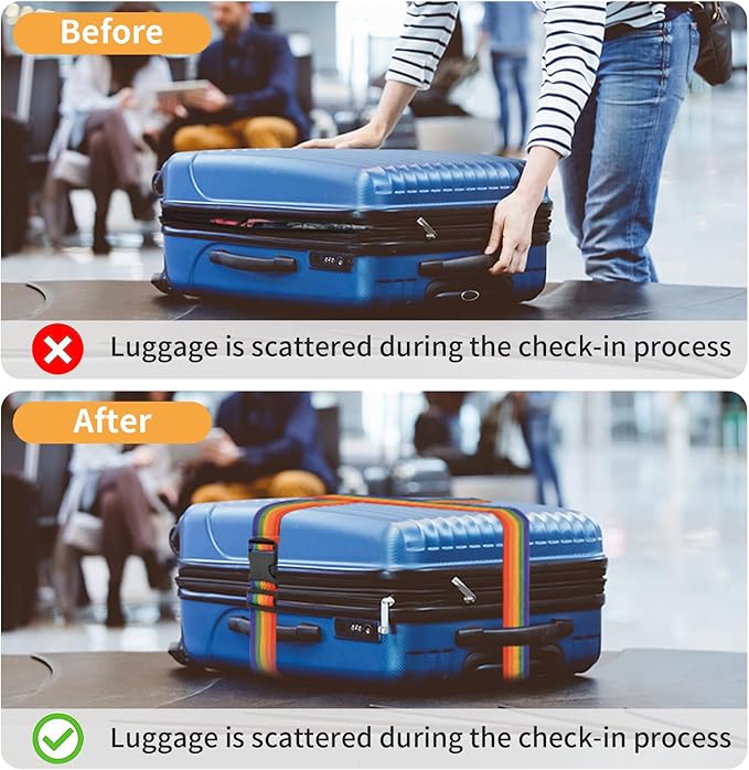 BILIONE 4 Pack Luggage Straps 79" Long Belts Keep Suitcase Secure While Traveling, TSA Approved Add a Bag Premium Accessory for Travel Bag Closure (4 Pcs Green)
