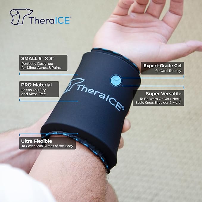 TheraICE PROpack Ice Pack for Injuries, Reusable Soft Multipurpose Cold Gel Ice Pack for Muscular Back Pain, Shoulder, Hip, Knee - Flexible Cold Compress Wrap for Minor Aches & Pains - 5 x 8