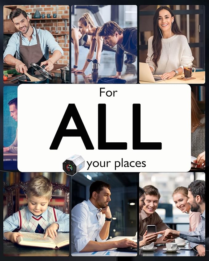 Pomodoro Timer, Magnetic Visual Timer with Flip Countdown, Silent & Alarm, Ideal ADHD Tools for Adults/Kids, Small Cube Digital Timer for for Office Productivity, Kitchen Cooking, Work, Study