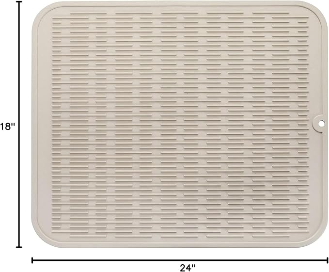 MicoYang Silicone Dish Drying Mat for Multiple Usage,Easy clean,Eco-friendly,Heat-resistant Silicone Mat for Kitchen Counter or Sink,Refrigerator or Drawer Liner Tapioca 2XL 24 inches x 18 inches