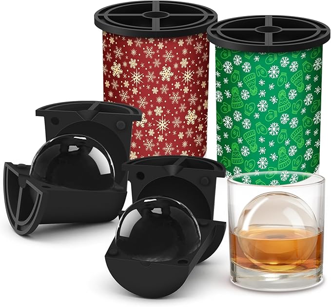 Clear Ice Cube Maker - 2.5" Round Ball - Stainless Steel Clear Ice Cube Molds - Sphere Mold & Christmas Gift for Cocktails, Drinks & Bourbon, Whiskey Gifts for Men Women Dad(2 Packs)