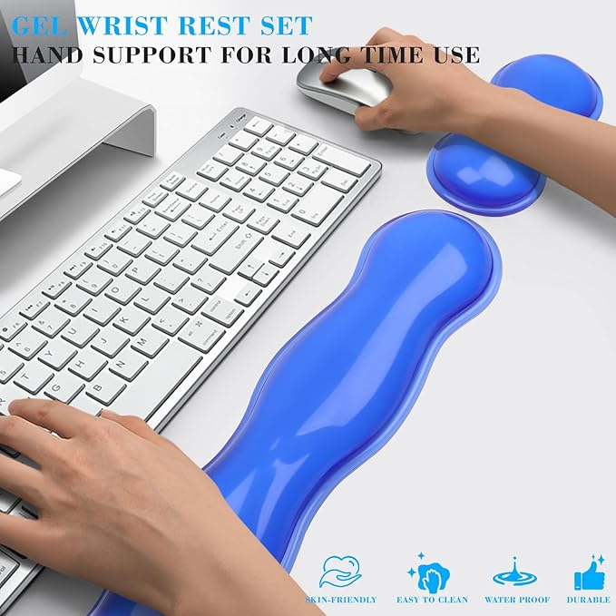 ABRONDA Gel Wrist Rest for Keyboard and Mouse, Keyboard Wrist Rest, Mouse Wrist Support, Pain Relief, Cool Touch, Non-Skid, Keyboard and Mouse Wrist Pad Set