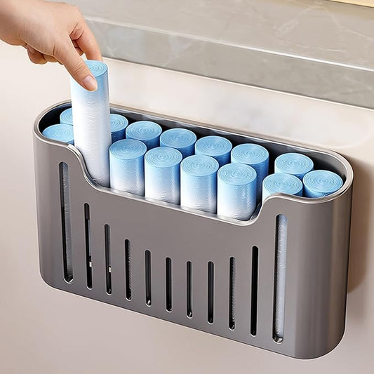 YESENT Kitchen Cabinet Door Storage Box, Self-Adhesive Wall-Mounted Storage Box, Wardrobe/Bathroom/Refrigerator Small Item Organizer (Grey)