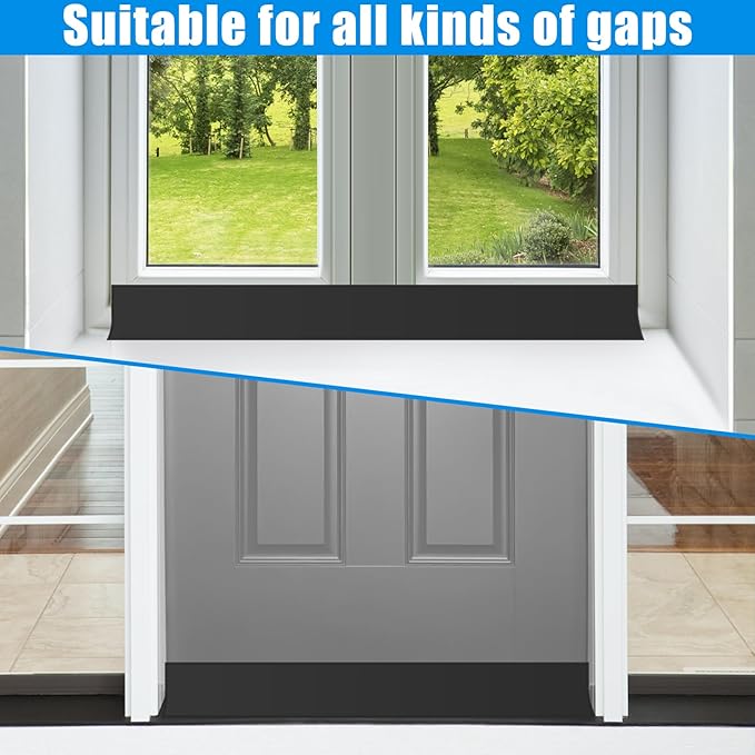 Draft Seal Tape for Doors and Windows 2 in x 40 Ft Silicone Weather Stripping Extra Thick 2mm Door Seal Strip with Strong Adhesive Draft Insulation Stopper Side Seal - Black