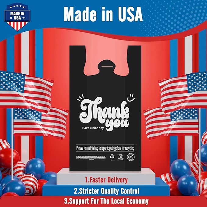 Fuxury Thank You Plastic T-shirt Bags Black 84000 Count (84 Boxes, 1000 Count/Box) Pallet Package for Small Business, Grocery, Takeout, To Go, Retail Shopping Bags in Bulk