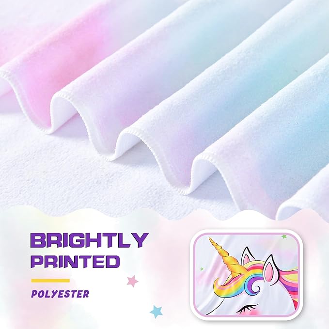 WERNNSAI Unicorn Beach Towel for Girls - 30” x 60” Kids Sand Free Swim Towels for Girls Bath Pool Camping Travel Towel Quick Dry Ultra Absorbent Super Soft Beach Blanket Bath Shower Towel