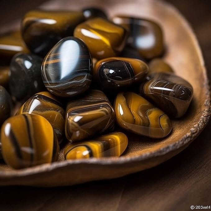 Polished Tigers Eye Crystals - 72 Pcs, 0.5" 10 oz Handpicked Natural Tumbled Gemstones Rocks, Pebbles for Reiki, Chakra, Healing Home Decor