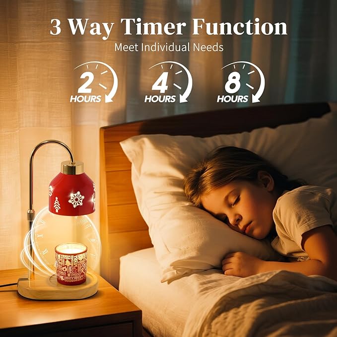 Seniny Christmas Candle Warmer Lamp with Timer, Adjustable Height Dimmable Lamp Candle Warmer for Jar Candles, Electric Warming Light, Home Decor Flameless Wax Melter Lamps, Birthday Gifts for Women