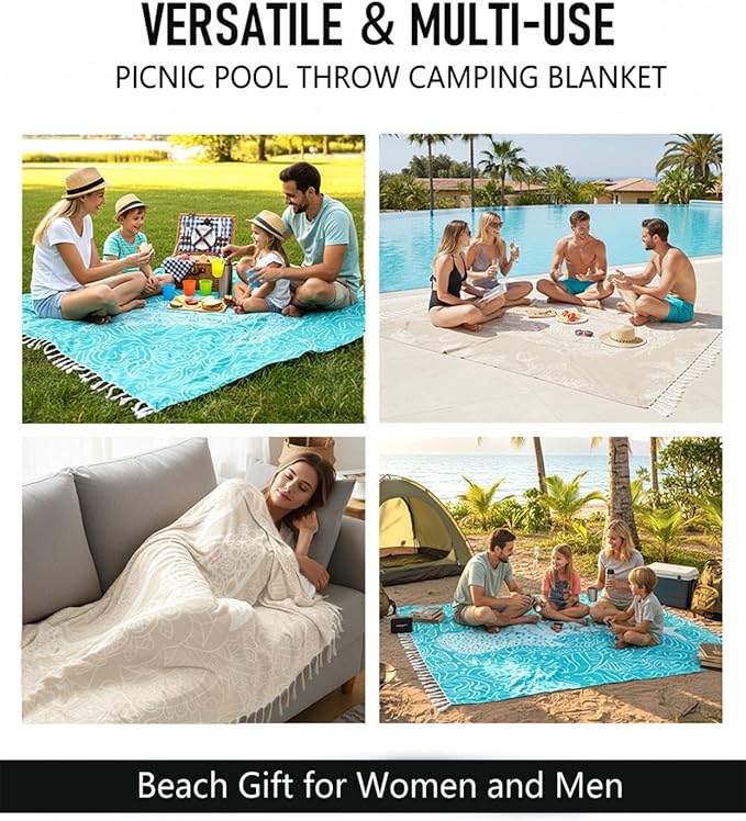 Oversized Turkish Beach Towel Blanket Cotton Giant XL Sandproof Towels Huge Linen XXL Extra Large Big Throw Quilt Blankets for Adults Beige Turtle