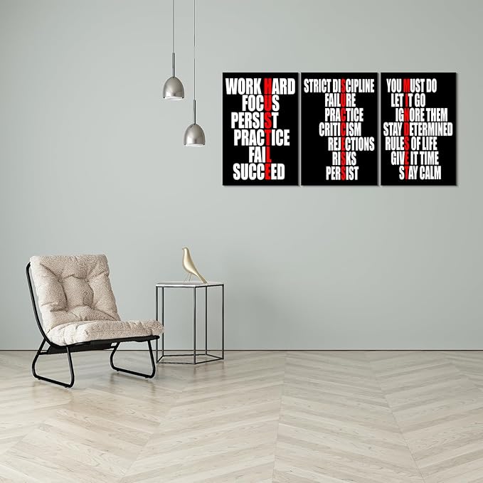 KAWAHONE Motivational Wall Decor - Hustle/Success/Mindset Definition Poster Inspirational Quotes Wall Art - Positive Affirmations Office Decor for Bedroom Living Room Home