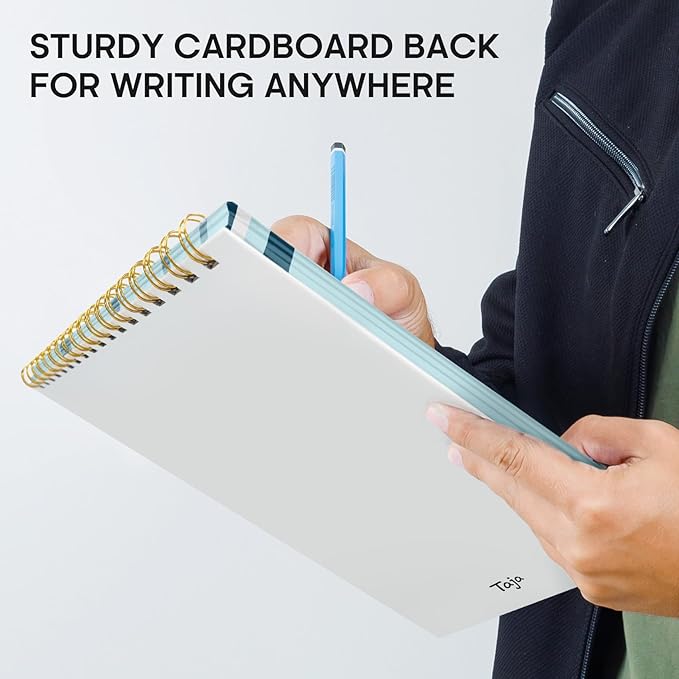 Taja To Do List Notepad - To Do List Notebook for Work with 52 Sheets, 9.8" x 6.5", Undated Daily Planner Perfect for Daily Tasks and Goal Setting, Notepad Suitable for Office, Home & School - Blue Breeze