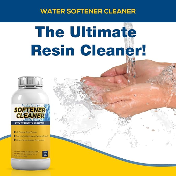4-Pack Liquid Water Softener Cleaner, Water Softener Cleaner Solution Universal Cleanser for Hardwater Systems, 4 Ounce Bottle