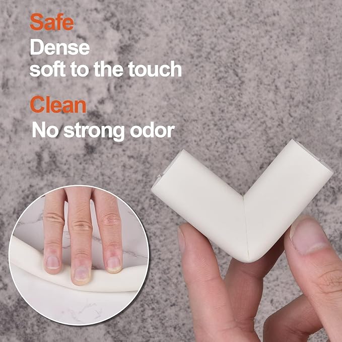 Baby Proofing Edge and Corner Guards, (20ft Edge + 8 Corners) Safety Furniture Bumper, Baby Corner Protector for Fireplace, Table, Stair, Cabinet, 3M Adhesive, White