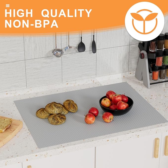 FLPMIX Shelf Liner Light Gray: Waterproof Kitchens Drawer Mat 15 X 240 Inch - Easy to Cut Pantry Cabinets Liners for Cupboard