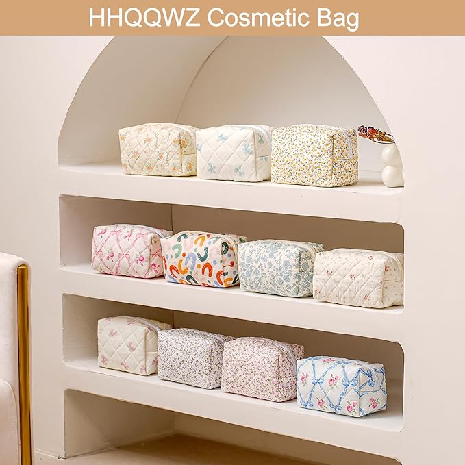 HHQQWZ Makeup Bag Travel Cosmetic Bag for Women Girls, Zipper Make Up Pouch, Floral Flowers Toiletry Organizer Makeup, Portable Storage Bag, Cosmetic Travel Cloth Bag (UU Colourful)