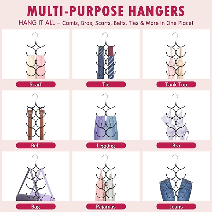 DOIOWN Tank Top Hanger, 4 Pack Space Saving Hangers, Bra Camisole Hanger, Small Closet Organizers and Storage for Dorm & Apartment, Holds Camisoles, Bras, Scarves, Ties, Belts