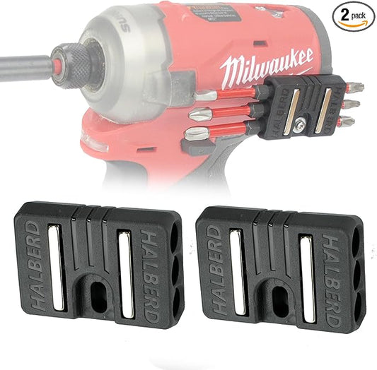 Halberd Standard Bit Holder for M12 Gen 2 and Gen 3 Tools, Securely Screws to Belt Clip Screw, Strong Neodymium Magnets, for Milwaukee M12 Gen 2 and Gen 3 Tools Only (2 Pack, Standard)