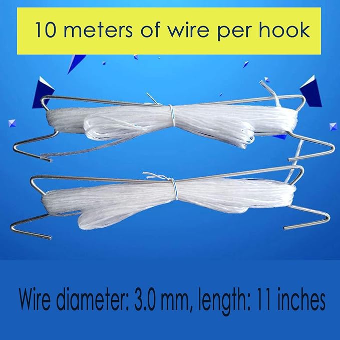 UCSAJI 10 PCS Tomato Support Hooks 10m Twine Vegetable Support Clips String Rope Plant Trellis for Climbing Plants Hooks to Prevent Tomatoes from Pinching or Falling Off (White)