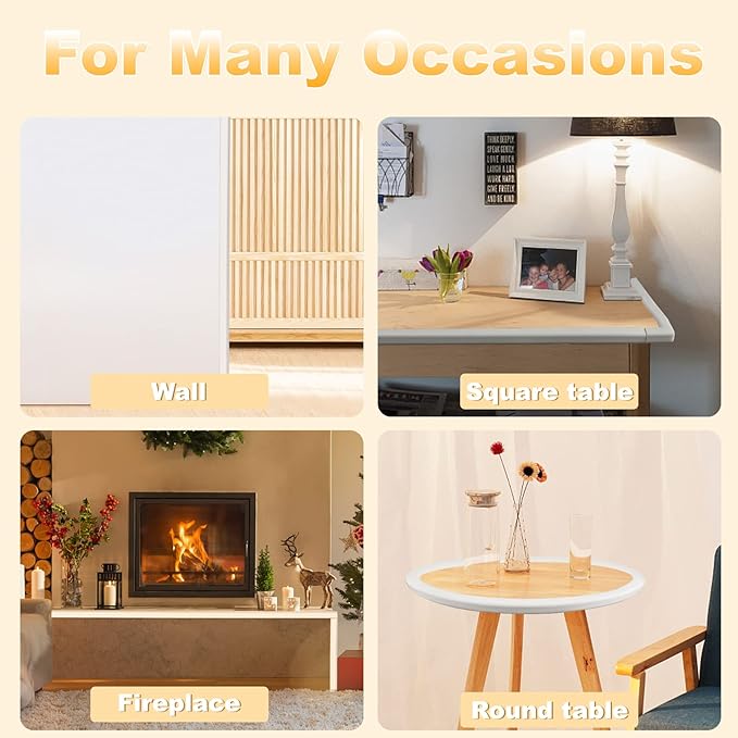 Baby Proofing Edge and Corner Guards, (20ft Edge + 8 Corners) Safety Furniture Bumper, Baby Corner Protector for Fireplace, Table, Stair, Cabinet, 3M Adhesive, White