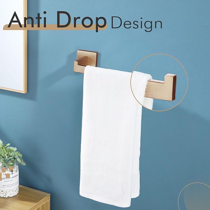 KOKOSIRI Towel Bar for Bathroom Wall Mount 9'' Hand Towel Holder T-304 Stainless Steel Bath Kitchen Accessories, Champagne Bronze B3003CPG