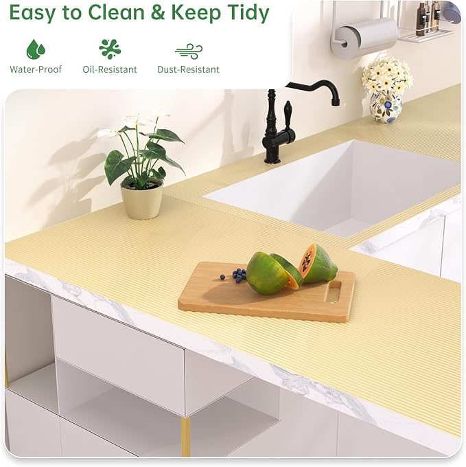 Shelf and Drawer Liner for Kitchen Cabinet, Non-Adhesive 12in x 120in Waterproof Durable Thickened EVA Material Easy-to-Cut Contact Paper Non Slip Mat for Refrigerator, Cupboard, Dresser