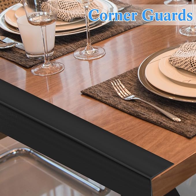 Sasylvia 10 Pcs Wall Corner Protector Guards,1/4 x 36 Inches Avoid Scratching Scuffs, Black Vinyl Corner Trim Molding, Ease Install & Cleaning for Door Countertop Furniture Cabinet Protection