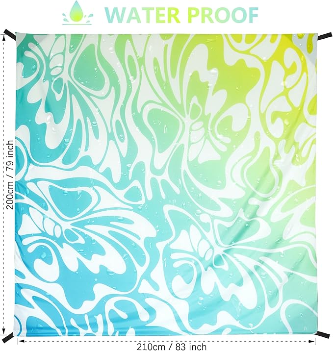Beach Blanket Waterproof Sandproof Extra Large Beach Mat 79" X 83"/120"x108" for 1-8 Adults Quick Drying Durable Outdoor Picnic Mat for Beach Travel Camping Hiking