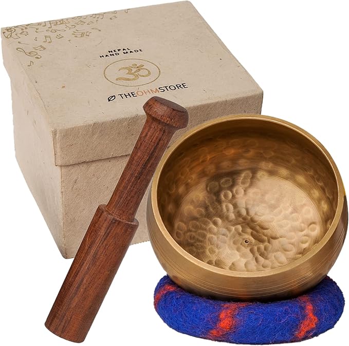 Ohm Store Tibetan Singing Bowl Set — Meditation Sound Bowl Handcrafted (3.5″ Gift Box)