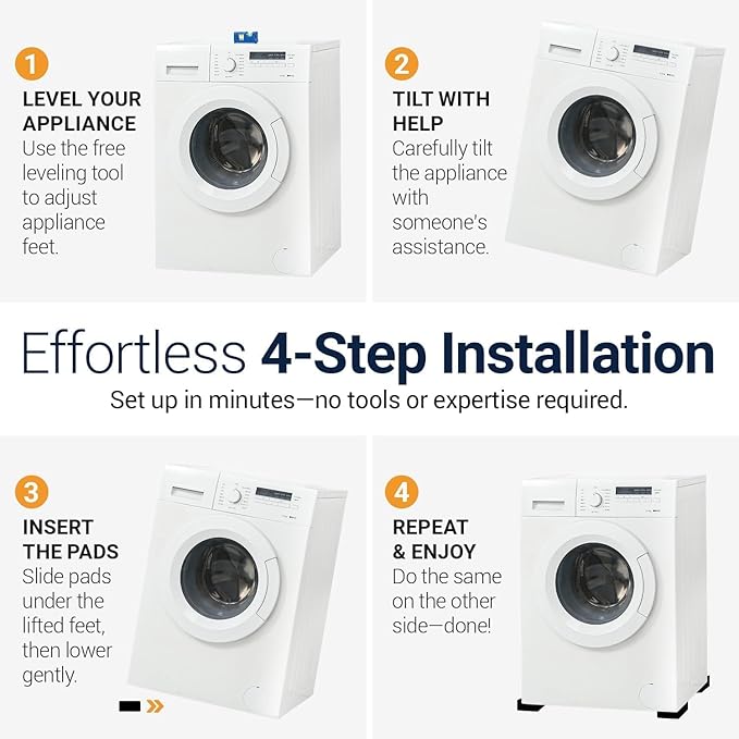 Anti Vibration Pads for Washing Machine and Dryer (Set of 8) - Universal Washer Anti Vibration Pads with HexiGrip™ - Washing Machine Accessories & Leveling Pads – Vibration Dampening Mat