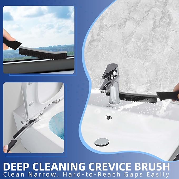 Magiware New Serrated Crevice Cleaning Brush, Hard Bristle Cleaning Tools for Household Use, Multifunctional Gap Cleaner Supplies for Kitchen, Bathroom,Toilet, Faucets, Grout, Car, Home Essentials