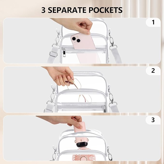 Blvornl Clear Crossbody Bag with Adjustable Shoulder Strap, Stadium Approved PVC Purse Bag, Messenger Bag