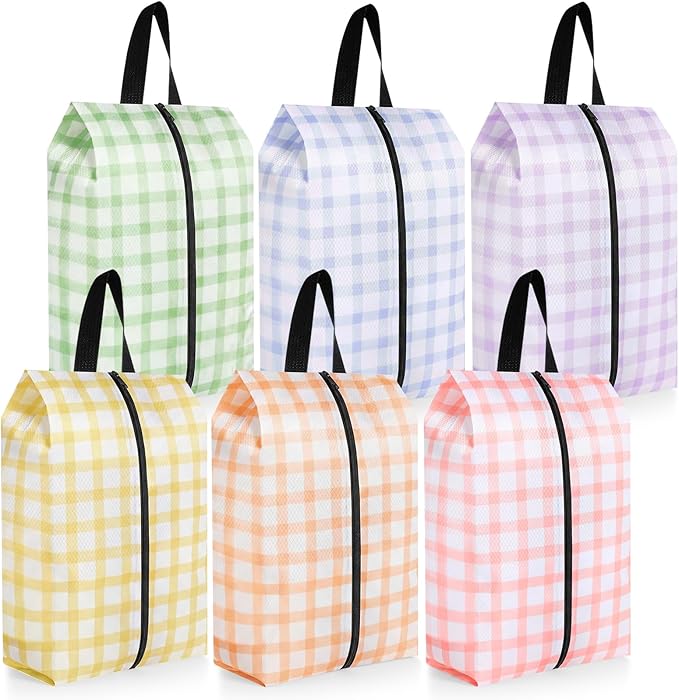 Bulyoou 6 Pcs Travel Shoe Bags with Zipper Portable Suitcase Shoe Organizer Packing for Men Women Nylon Multicolor(L,Fresh Color)