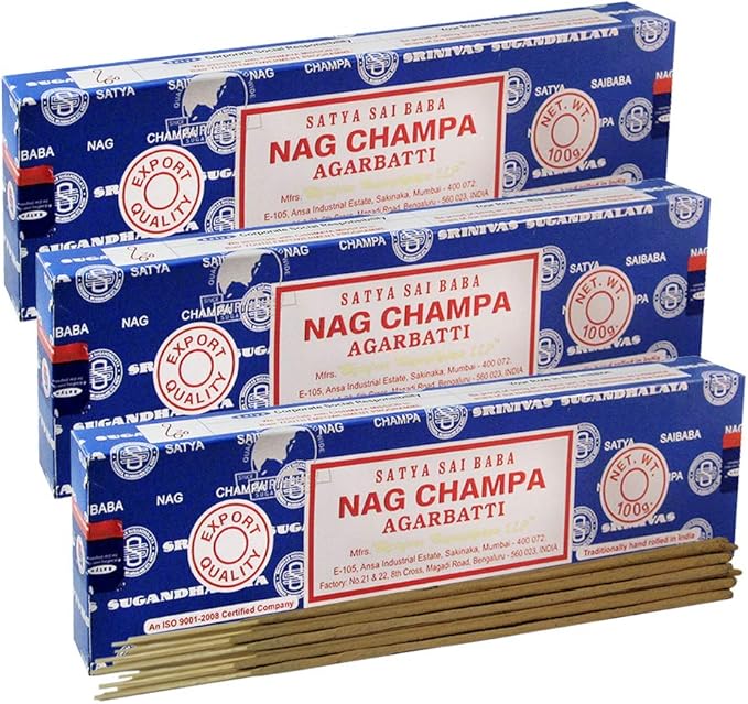 TRUMIRI Incense Stick Holder Bundle with Satya Sai Baba Nagchampa 100g Incense Sticks - Pack of 3 (Approx 300 Sticks)
