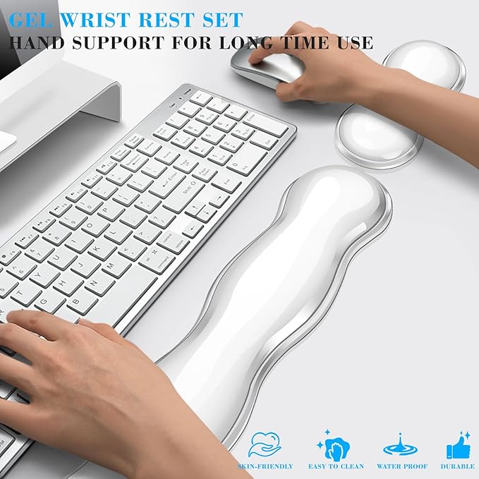 ABRONDA Gel Wrist Rest for Keyboard and Mouse, Wrist Rest for Keyboard, Mouse Wrist Support, Pain Relief, Cool Touch, Non-Skid, Keyboard Wrist Pad