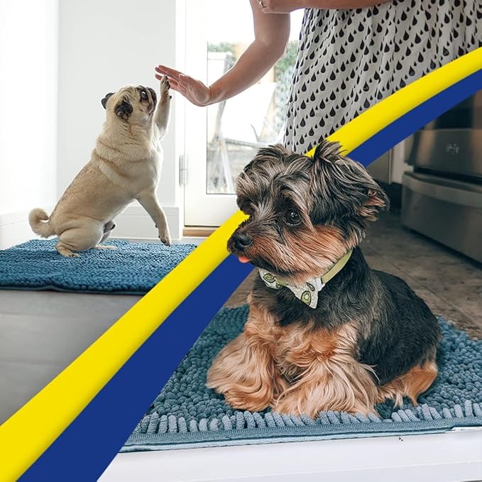 Muddy Mat® | Super Absorbent Door Mat Indoor, Microfiber Quick Dry Chenille Entryway Rug, Non-Slip Front Door Mat, Indoor Mats for Entryway, Machine Washable Pet Rug, Atlantic Blue 24"x36"