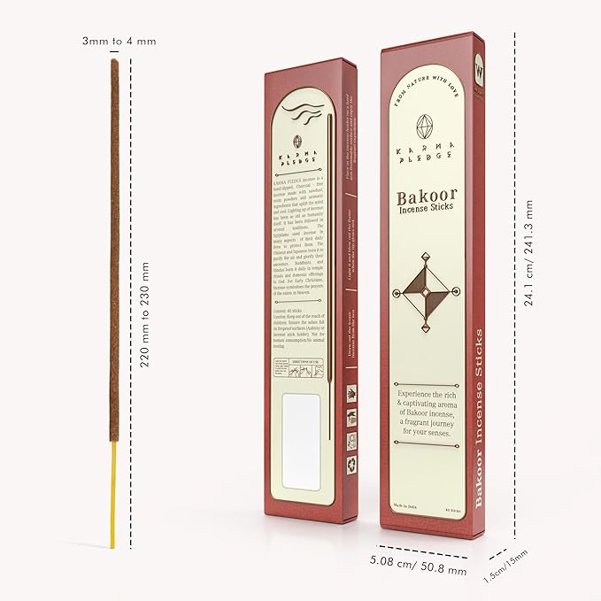 Bakoor Incense Sticks, Organic Hand Dipped Incense, Natural Herbs & Aromatic Ingredients, Contain 40 Sticks, Burn Time 45 to 60 Minutes, Spiritual Gifts, Soothing Whiffs Incense by Karma Pledge