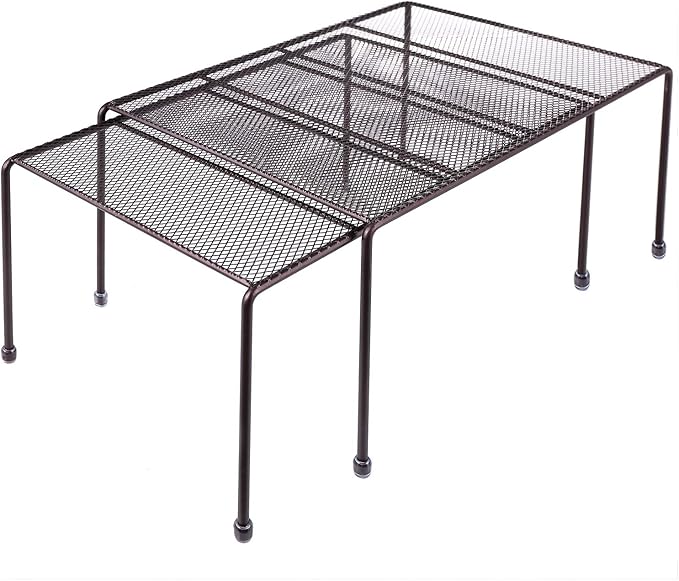 yaenoei Expandable Stackable Kitchen Cabinet and Counter Shelf Organizer, Kitchen Shelves, Cabinet Organization, Bronze
