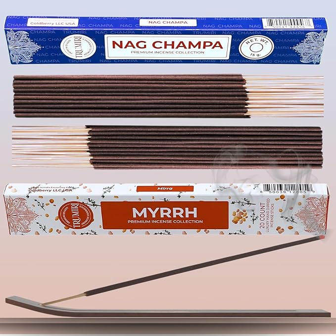 Trumiri Incense Sticks - Combo Pack of 35 Insence-Sticks - 15 Nag Champa + 20 Myrrh - Insenses - Insents - Incents - Inscense - Incence - Incienso - All Natural Incense Sticks