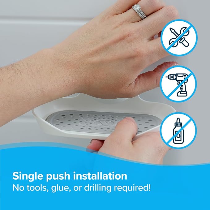 SlipX Solutions Strong Hold Soap Saver, Suction Cup Soap Holder, Must Have Universal Kitchen & Bathroom Shower Accessories, White