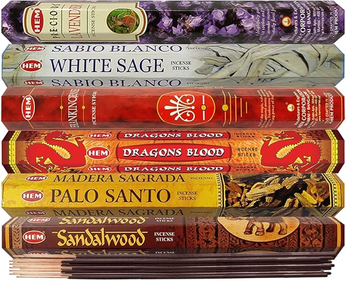 Hem Incense Sticks Variety Pack #30 and Incense Stick Holder Bundle with 6 Classic Fragrances
