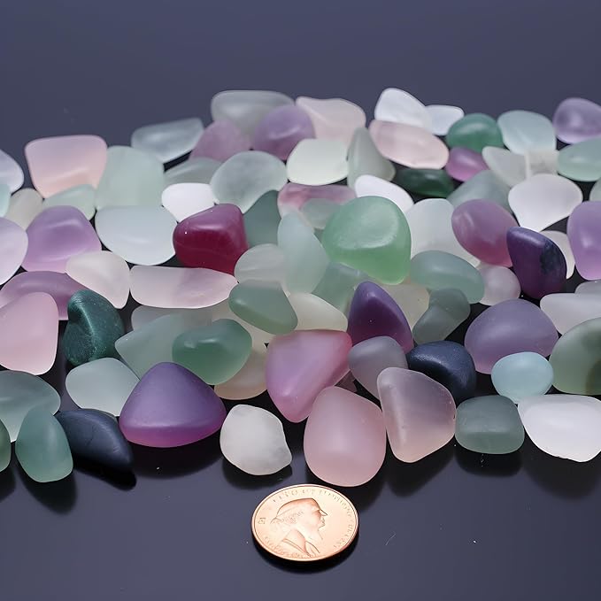 Tumbled Fluorite Crystal Stone Set - 72 Pcs, 0.5" 10 oz Handpicked Tumbled Gemstones Rocks, Pebbles for Reiki, Chakra, Healing, Home Decor, 0.5" - Fluorite