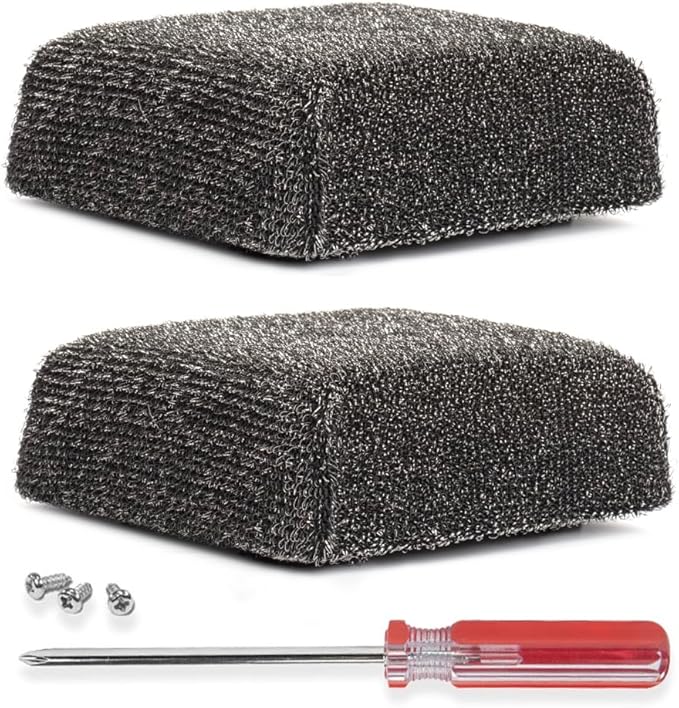 BBQ-AID 2-Pack Bristle Free Grill Brush Replacement Heads – Stainless Steel Poly Mesh Blend, No-Scratch Grill Cleaner Refills for BBQ Grill Brush and Scraper, Safe for All Grill Types