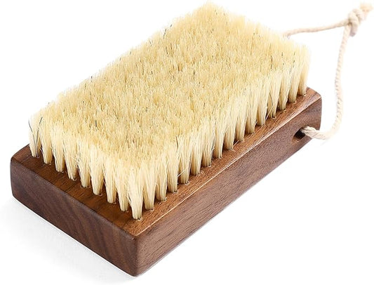 Luxury Natural Walnut Wood Boar Bristle Body Brush | Exfoliating & Detoxifying for All Skin Type | Sweeps Away Dead Skin Cells for Luminous, Smooth Skin | for Wet and Dry Use (Handheld)