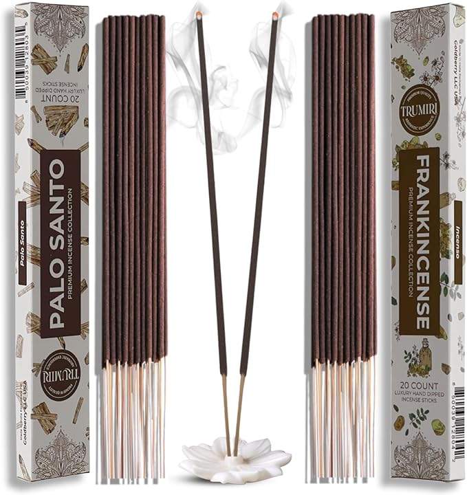 Trumiri Incense Sticks - Combo Pack of 40 Insence-Sticks - 20 Palo Santo + 20 Frankincense - Insenses - Insents - Incents - Inscense - Incence - Incienso - All Natural Incense Sticks