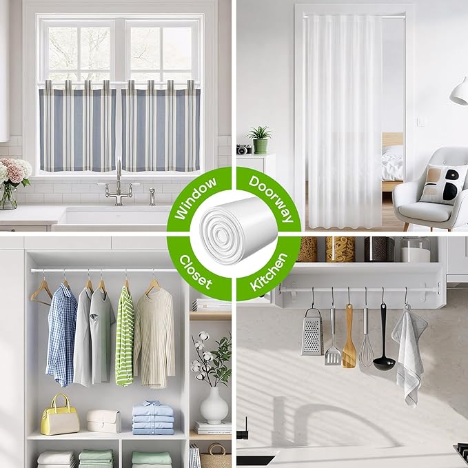 Spring Tension Rods 26-39 Inches Adjustable White No Drill Spring Loaded Curtain Rod Small Short Tension Curtain Rod Expandable Tension Rod for Windows, Kitchen, Doorway, Bathroom, Cupboard Bars