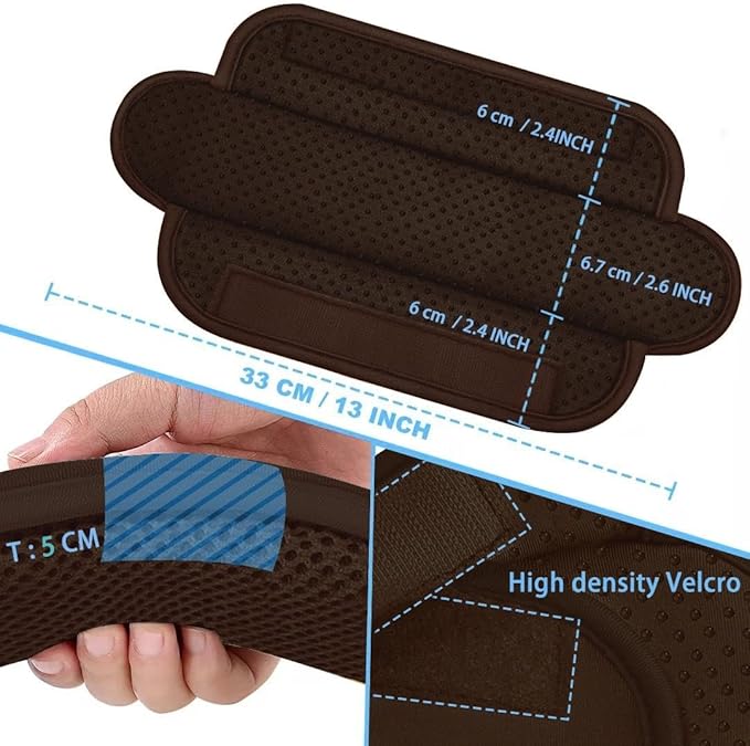 ZINZ 2-Pack Universal Shoulder Pad with Ultra-thick Cushion for Bag, Luggage Bag, Crossbody - Plus Long, Anti-Slip & Breathable, Brown