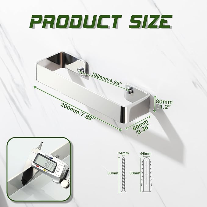 Alise Hand Towel Holder Towel Bar for Bathroom Wall Mount,SUS304 Stainless Steel Towel Rack for Bathroom and Lavatory,Kitchen,8'' Bath Towel Hanger Towel Rail,Polished Chrome