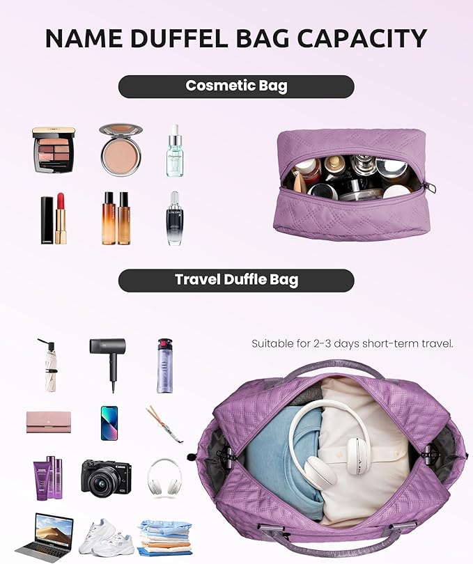 Gifts for Daughter - Personalized Travel Bag with Shoe Compartment, Monogram Overnight Bag for Women, Sister Friend Girlfriend Gifts (Letter M)